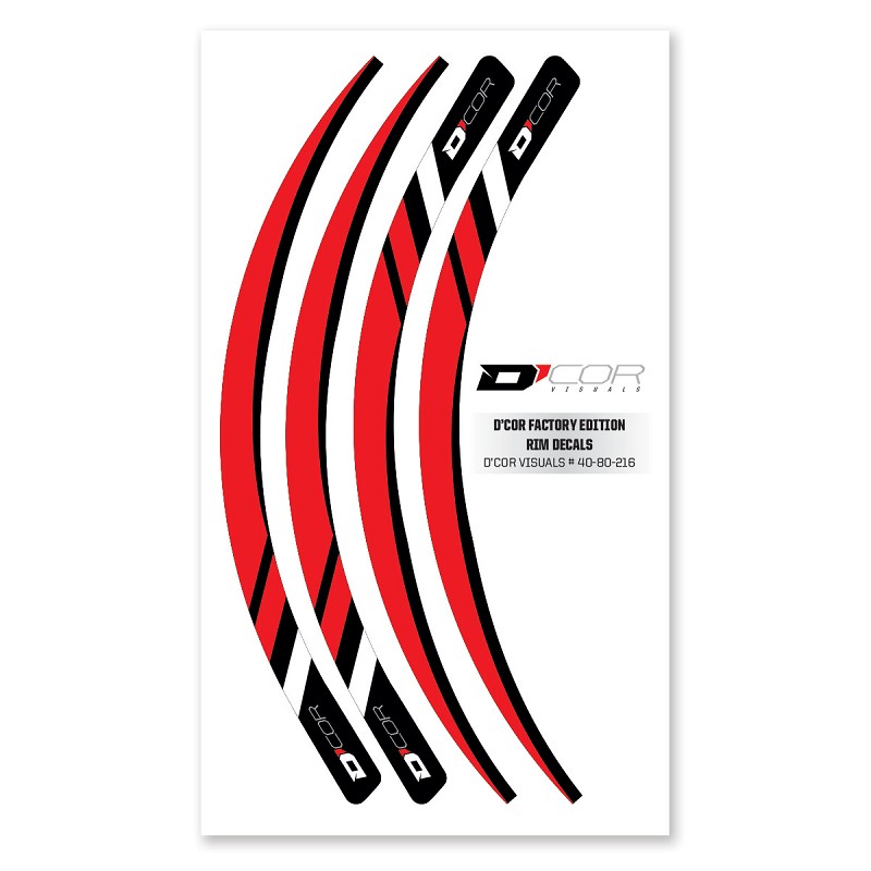 Stikkersets / Graphics > D'Cor Rim Decals Red 4pc set - Van Dijck MX