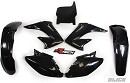 RACETECH Plastic Kit CR125/250 04-08 BLACK - Side Panels Black - Radiator Scoops Black - Front Fender Black - Rear Fender Black - Front Numberplate Black
