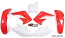 RACETECH Plastic Kit CR450F 02-03 OEM
- Side Panels White
- Radiator Scoops Red
- Front Fender Red
- Rear Fender Red
- Front Numberplate White