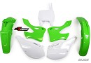 RACETECH OEM Plastic Kit KX125/250 99-02
- Front Fender Green
- Rear Fender Green
- Side Panels White
- Radiator Scoops Green
- Front Number White