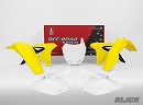 RACETECH Plastic kit RMZ250 10-18 OEM Colour 2018
- Front Fender Yellow
- Rear Fender Yellow
- Radiator Scoops Yellow/Black
- Side Panels White
- Front Numberplate White