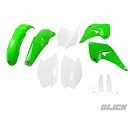 UFO Plastic Kit KX125/250 03-08 OEM
- Front Fender Green
- Rear Fender Green
- Radiator Scoops Green
- Side Panels White
- Numberplate White
- Fork Guards Neutral