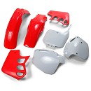 UFO Plastic Kit CR500 95-01 OEM
Kit includes: Front Fender Red/Rear Fender Red/Side Panels White/Radiator Scoops Red/Front Number Plate White